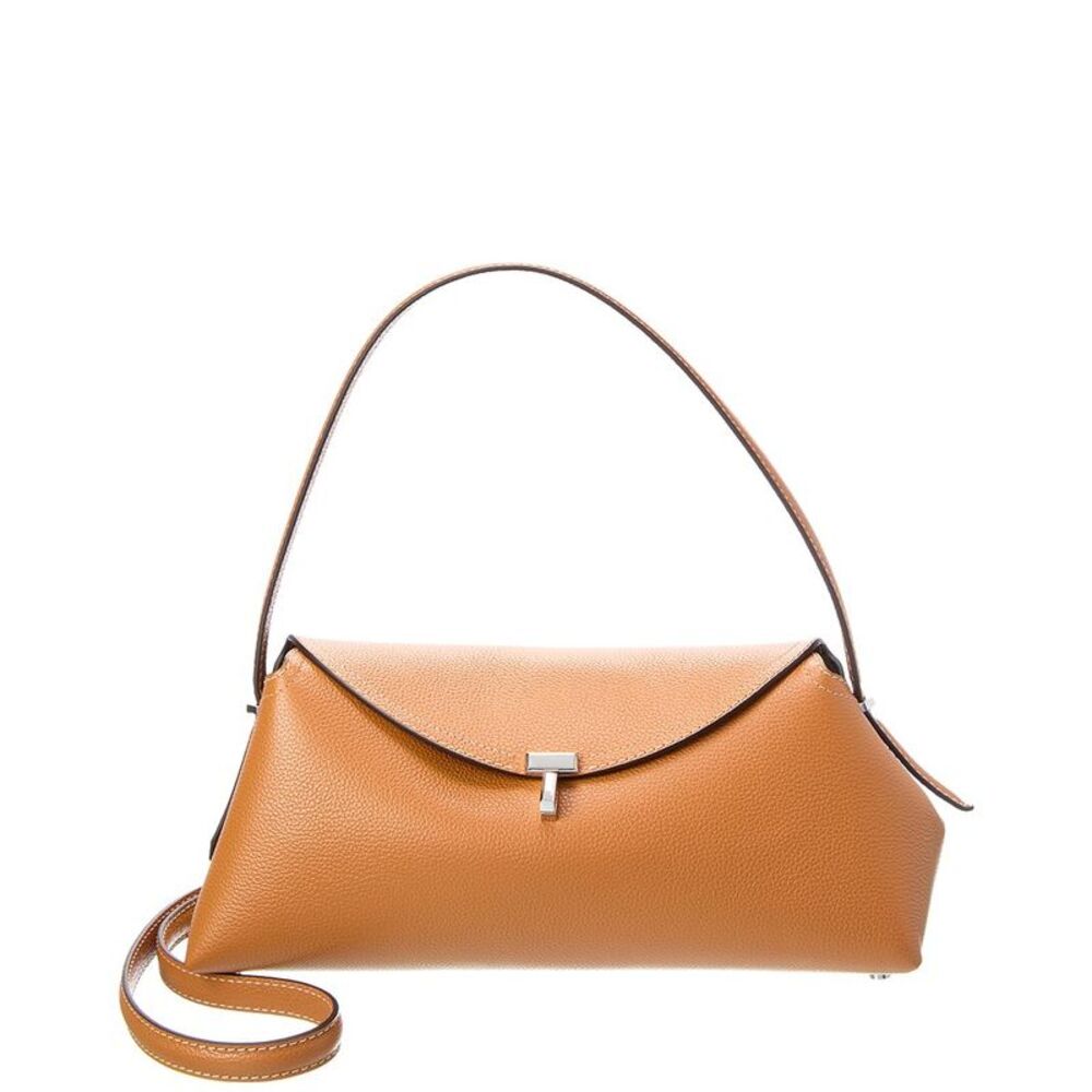 Toteme T-Lock Leather Shoulder Bag, Brown